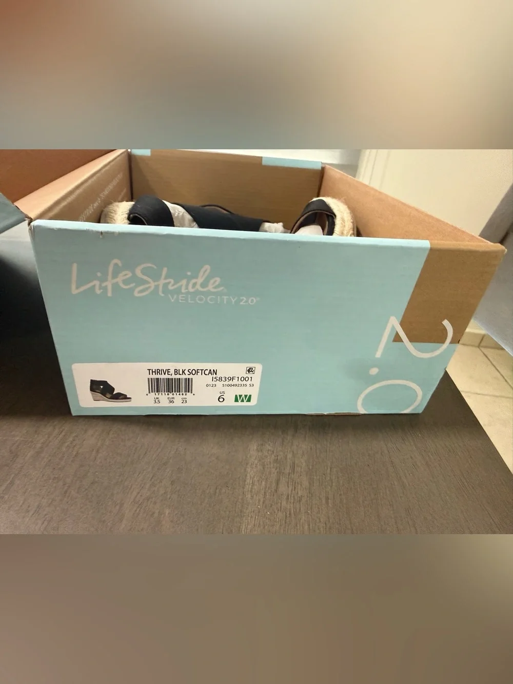Life Stride Black Elastic Strap Wedge Sandals